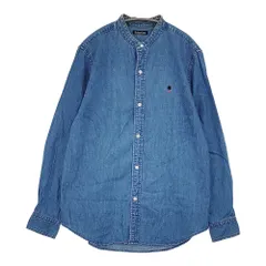 BOHEMIANS デニムバンドカラーシャツ サイズ2 日本製 刺繍 コットンヘンプ 長袖シャツ ブルー メンズ ボヘミアンズ【中古】6-0630M♪のサムネイル