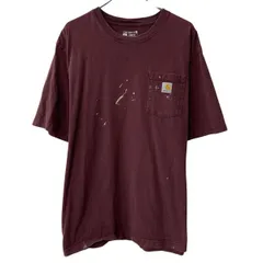 Carhartt 半袖 ロゴTシャツ XL ワインレッド カーハート プルオーバー クルーネック 胸ポケット ロゴ刺繍 カットソー 夏物 a807-5852のサムネイル