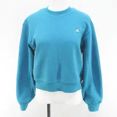 アディダス バイ ステラマッカートニー adidas by Stella McCartney 長袖 トレーナー スウェット ショート丈 S 水色 ターコイズブルー ロゴ 文字 プリント リブのサムネイル