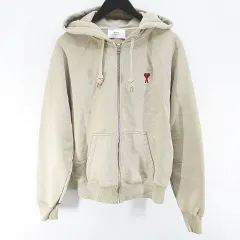 アミ アレクサンドル マテュッシ ami alexandre mattiussi 長袖 パーカー ジャケット S ベージュ系 ロゴ 文字 刺繍 ジップアップ のサムネイル