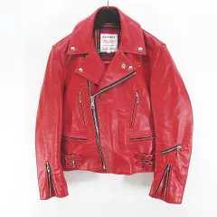 ルイスレザー LEWIS Leathers REAL HIDE LIGHTNING ライトニング レザージャケット 革ジャン ライダースジャケット 本革 36 赤系 レッド イギリス製 ジップアップ 毛 ウール 裏地のサムネイル