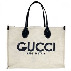 GUCCI グッチ エンボスロゴ トートバッグ 麻 ユニセックス 数回使用