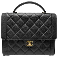 シャネル ハンドバッグ レディース マトラッセ ココマーク トップハンドル CHANEL キャビアスキン ブラック 黒 ゴールド金具【中古品】のサムネイル