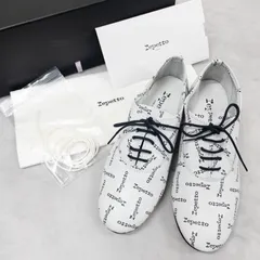 repetto レペット Zizi ジジ レザーシューズ オックスフォードシューズ ヒール ロゴ総柄 カウレザー ホワイト ブラック フランス製 レディース 35 b01699のサムネイル