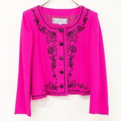 YVES SAINT LAURENT  イヴサンローラン ノーカラージャケット 刺繍 ヴィンテージ ウール ピンク レディース M b02180のサムネイル