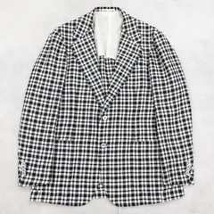 RING JACKET MEISTER リングヂャケット マイスター テーラードジャケット チェック柄 リネン シルク ブラック オフホワイト 日本製  メンズ 54 b02047のサムネイル