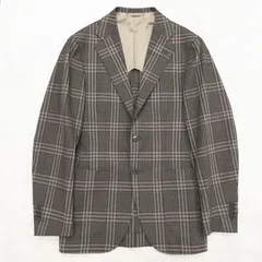 BEAMS F ビームスエフ テーラードジャケット チェック柄 グレンチェック ウール ブラウン 日本製 メンズ 44 8R b01970のサムネイル