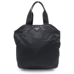 PRADA (プラダ) ロゴ三角プレート トートバッグ ハンドバッグ ブラック テスートナイロン シルバー金具のサムネイル