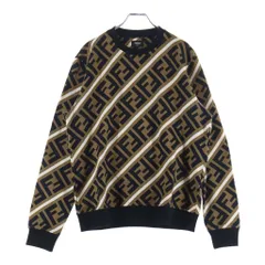 FENDI (フェンディ) FFズッカ柄 クルーネックスウェットトレーナー ブラック/ブラウン 12CPF-19-4804のサムネイル