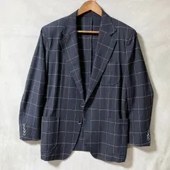 五大陸 gotairiku ゴタイリク 四者混 春夏 ネップ生地 肩パッド入 ウィンドーペーン テーラード ジャケット size.34L (AB4) M程度 ネイビーのサムネイル