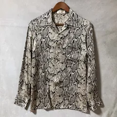 EQUIPMENT エキプモン フランス製 シルク100% パイソン 蛇 総柄 オープンカラー オーバー シャツ size.M ベージュ 美品 Made in Franceのサムネイル
