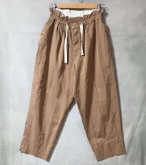 HAVERSACK ATTIRE ハバーサックアタイア コットンキュプラ ハイウエスト ギャザー イージー テーパード パンツ size.S ブラウン ストライプのサムネイル