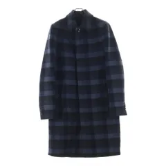 VALENTINO (ヴァレンティノ) チェック ラムレザーカラー付 ステンカラー コート ブルー NV0CA4584LHのサムネイル