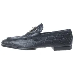 GUCCI (グッチ) GG型押し ホースビット レザーローファー ブラック 147825のサムネイル