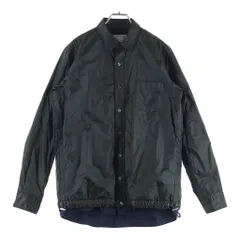 Sacai (サカイ) 19AW SPONGE SWEAT MA-1 HOODIE ドローコード付き 裏地切り替え ボタン ナイロンジャケット カーキ 19-02048Mのサムネイル