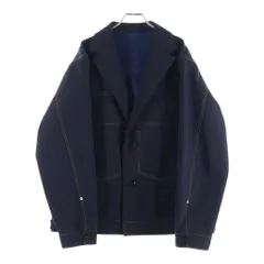 Sacai (サカイ) 24SS CHALK STRIPE BONDING JACKET 裏地デニム切り替え ステッチデザイン ボンディング テーラードジャケット ブラック 24-03346Mのサムネイル