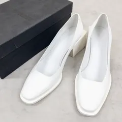 JIL SANDER ジルサンダー パンプス シューズ スクエアトゥ チャンキーヒール レザー ホワイト イタリア製 レディース 40 b01329のサムネイル