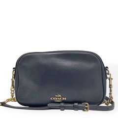 美品✨COACH コーチ ワンショルダー ネイビー レザー キャンバス 2WAY 美品 COACH コーチ ショルダーバッグ レザー ネイビー チェーン 斜め