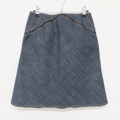 ALAIA アライア デニムスカート レザー ジップ ペプラム コットン ネイビー フランス製 レディース S b01421