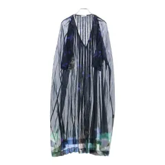 DRIES VAN NOTEN (ドリスヴァンノッテン) 花柄 シルク半袖ワンピース ドレス シースルー プリーツ ブラックのサムネイル