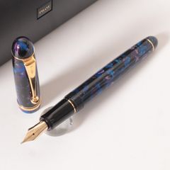 PILOT パイロット デラックス漆 万年筆 ダークブルー 14K 細字 F 筆記