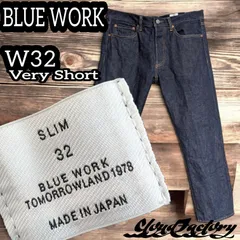 BLUE WORKS デニムパンツ SLIM 32 (現状W33L25) 濃紺 セルビッチジーンズ チェーンステッチのサムネイル