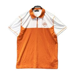 サイズ：L J.LINDEBERG ジェイリンドバーグ ハーフジップ半袖ポロシャツ オレンジ系 [240101732769] ゴルフウェア メンズ ストスト