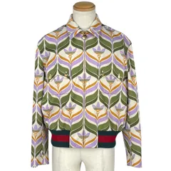 【在庫一掃】 グッチ GUCCI トレフォイル プリント ブルゾン adidas ジャケット アウター グリーン パープル アイボリー メンズ 【中古】のサムネイル