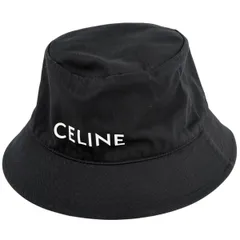 【在庫一掃】 セリーヌ CELINE ロゴ ハット バケットハット 帽子 綿 ブラック レディース 【中古】のサムネイル