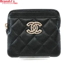 未使用 シャネル ジップコインパース マトラッセ フラグメントケース コインケース キャビアスキン ブラック AP2741 CHANEL　 / 34890のサムネイル