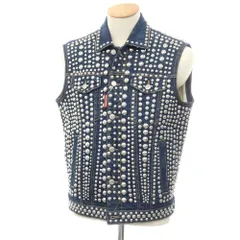 【新品】ディースクエアード DSQUARED2 総スタッズ ノースリーブ デニムジャケット ネイビーxシルバー【サイズ44】【メンズ】のサムネイル