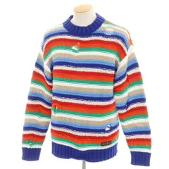 【新品】ディースクエアード DSQUARED2 ダメージ加工 コットン リネン マルチボーダー プルオーバーニット ブルーxマルチカラー【サイズS】【メンズ】のサムネイル