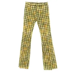 【新品】ディースクエアード DSQUARED2 コットン チェック フレア カジュアルスラックスパンツ オリーブグリーンxオレンジ【サイズ44】【メンズ】のサムネイル