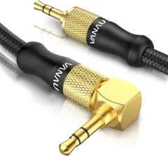 VANAUX aux ケーブル l型 3.5mm オーディオケーブル 片側L型ステレオミニプラグ ヘッドホンケーブル(オス-オス)MP3プレイヤー／カーオーディオ／スマートフォン／スピーカー／ヘッドフォンに対応 - ブラック (3極/TRS, 3M)のサムネイル
