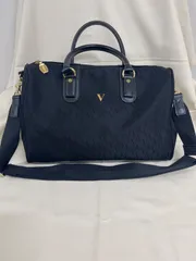 ★★送料無料！！極美品！！Rudolph Valentino　ルドルフヴァレンチノ　レディースバッグ　ボストン型手提げバッグ　ショルダー付きボストンバッグ　ブラック　#80714MOML1のサムネイル