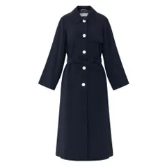 25g14 Max Mara マックスマーラ ステンカラーコート ロングコート 薄手 サイズ40 イタリア製 ネイビー レディースu02tのサムネイル