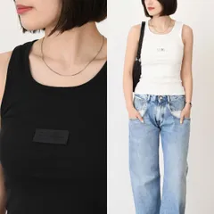 MM6 MAISON MARGIELA エムエムシックス メゾン マルジェラ カットソー リブジャージータンクトップ S52NL0075 M20054 レディース ホワイト ブラック ノースリーブ コットン インナー ブランド ロゴ 0317snscp modのサムネイル