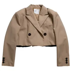 極美品 Sacai サカイ テーラードジャケット クロップド  23-06442 サイズ1 ベージュ ポリエステル シルバー金具 中古 4b005485のサムネイル