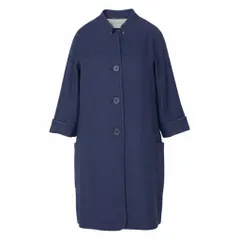 25g14 'S Max Mara エスマックスマーラ ノーカラーコート リネンブレンド サイズ42 ネイビー レディース 女性用u02tのサムネイル