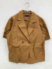 Daycloset デイクロゼット テーラードジャケット ブラウン コットン リネン・麻 無地 ショート丈 フードなし ダブル レディースのサムネイル