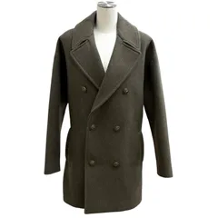 極美品★SAINT LAURENT PARIS サンローランパリ 488394 ウール カシミヤ混 ダブルブレスト Pコート アウター カーキ 34 伊製 正規品のサムネイル