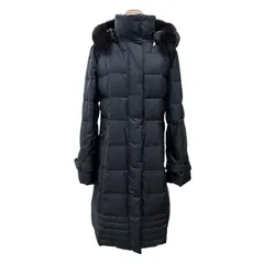 極美品△BURBERRY バーバリー イタリア製生地使用 裏地ノバチェック柄 フォックスファー フード付き ダウンコート ブラック 40 正規品のサムネイル