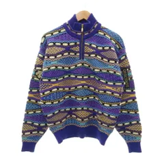 デサント DESCENTE ヴィンテージ 3Dニット セーター 総柄 ハーフジップ 長袖 L 紫 パープル K32021110 /NU ■ECF006のサムネイル