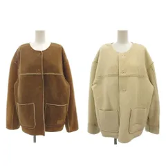ビラボン BILLABONG リバーシブルジャケット M アイボリー 茶 ブラウン ノーカラー ボタン ボア コーデュロイ /NL ■ECF006のサムネイル