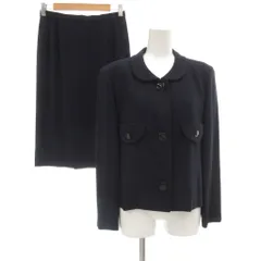 ピエールカルダン Pierre Cardin セットアップ 丸襟ジャケット ラウンドネック タイトスカート ミディ丈 11 紺 ネイビー /ML ■ECF006のサムネイル