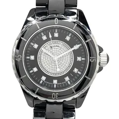 CHANEL シャネル J12 38mm セラミック 12P センターパヴェ H1757 回転ベゼル ステンレススチール ブラック パヴェダイヤモンド 3針時計 自動巻き オートマティック メンズのサムネイル