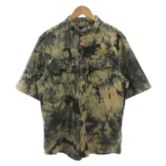 レフラー LEFLAH 美品 シャツ  XXL ベージュ 黒 ブラック タイダイ柄 バンドカラー 半袖 /NL ■ECF006のサムネイル
