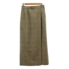 ダックス DAKS 美品 タイトスカート 64-91 茶 ブラウン ラップ風 ウール チェック柄 ロング丈 /NL ■ECF006のサムネイル