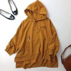 graniph グラニフ コーヒー柄 刺繍 ドルマン フーディー プルオーバー キャメル /26Fのサムネイル