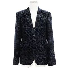 【SALE】Emporio Armani エンポリオ・アルマーニ ベルベットジャケット サイズ 50 メンズ JOHNNY LINE テーラード 総柄 ベロア シルク混 アウター ブラック 黒 イタリア製のサムネイル